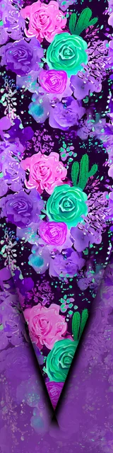 Free flower bookmark featuring flowers on a purple triangle background